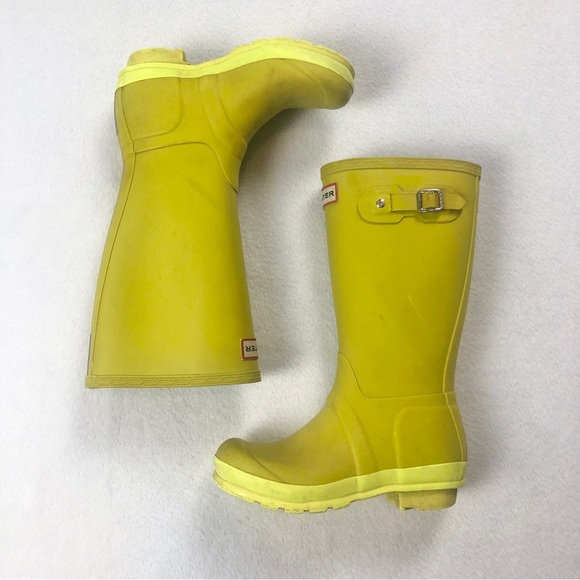 Hunter Shoes Hunter Kids Tall Matte Yellow Rain Boots Size 2 Boys 3